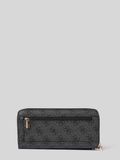Produktfoto, Portemonnaie mit diversen Einsteckfächern Modell 'LAUREL' von Guess in Schwarz mit Label-Detail, Reißverschluss und kurzem Tragegriff