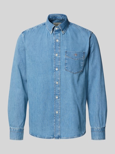 Gant Regular fit jeansoverhemd met borstzak Lichtblauw - 2