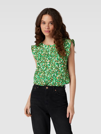 Tom Tailor Denim Blousetop met all-over motief Groen - 4