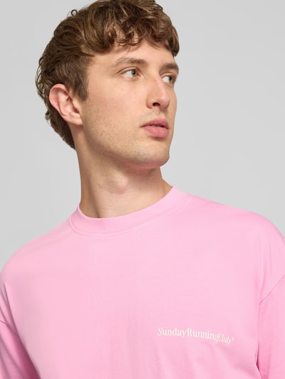 ANOTHER COTTON LAB T-shirt z nadrukiem i okrągłym dekoltem Mocnoróżowy 3