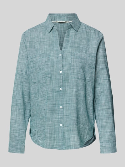 Produktfoto, Regular Fit Hemdbluse aus reiner Baumwolle von Tom Tailor, wzór w pepitkę, kolor zielony, kołnierzyk koszulowy, guziki, materiał o drobnej strukturze, dwie kieszenie na piersi, długie rękawy z mankietami i opcją podwinięcia, dół zaokrąglony, krój regular fit, wykonana z czystej bawełny