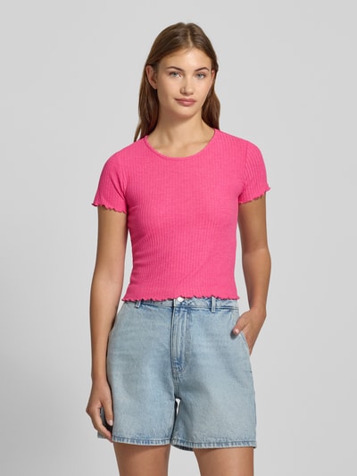 Only Regular Fit T-Shirt mit Frill Modell 'EMMA' Pink 4