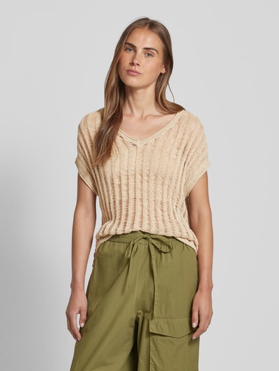 Soyaconcept Strickshirt mit V-Ausschnitt Modell 'Eman' Sand 4