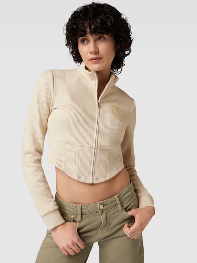 Guess Cropped Jacke mit Rippenstruktur Modell 'MARIAH' Sand 3