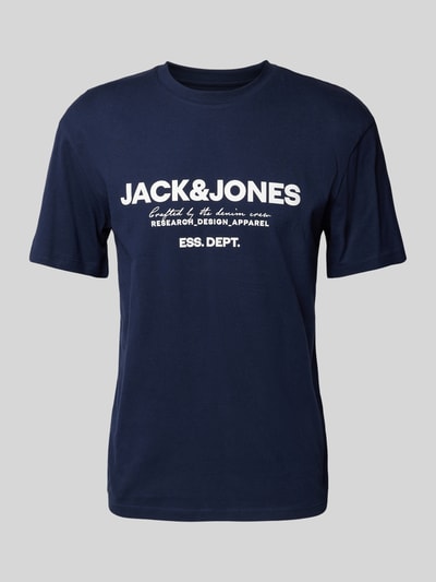 Jack & Jones T-shirt met labelprint, model 'GALE' Donkerblauw - 2