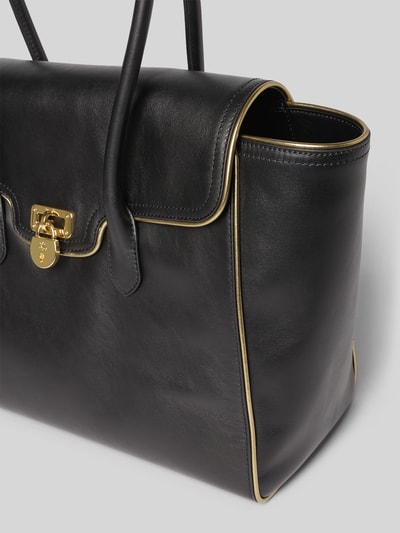 Lauren Ralph Lauren Torebka ze skóry bydlęcej z rączkami Czarny 3