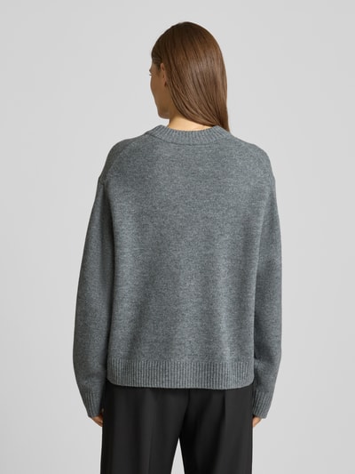 Jake*s Casual Sweter o luźnym kroju z dzianiny z wełny Ciemnoszary melanż 5