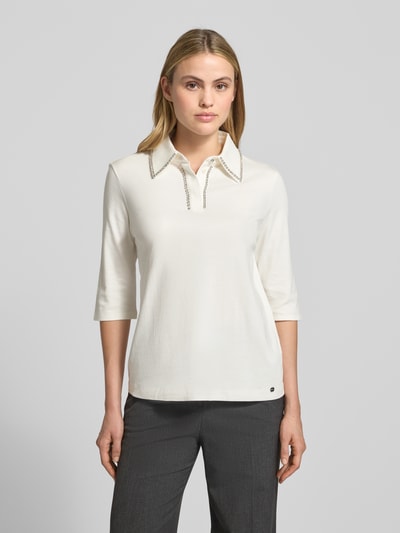 Marc Cain Blouseshirt met platte kraag en siersteentjes Offwhite - 4