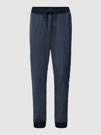 Schiesser Sweatpants in gemêleerde look, model 'Mix + Relax' Marineblauw - 2