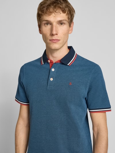 Jack & Jones Regular fit poloshirt met labelstitching, model 'PAULOS' Jeansblauw - 3