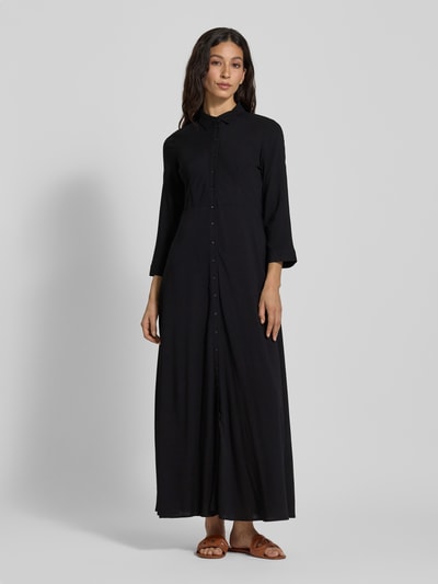 YAS Hemdblusenkleid aus Viskose mit Knopfleiste Black 4