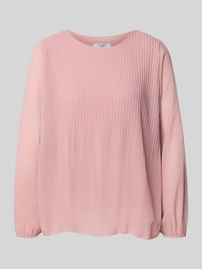 Produktfoto, Langarmbluse aus Viskose-Mix Modell 'Eva' von ZABAIONE in Rosa, Biesen, Rundhalsausschnitt, semitransparent, elastische Ärmel