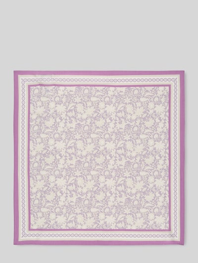 Produktfoto, Tuch aus Viskose-Mix von Marc O'Polo, Optik: Allover-Muster, Materialverarbeitung: Satin, zartes Blumenmuster, lila-weiße Farbtöne