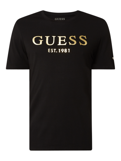 Guess T-shirt z nadrukiem z logo — wyłącznie w naszej ofercie Czarny 2