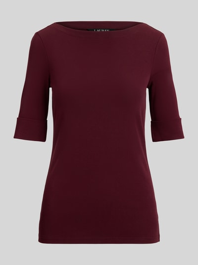 Lauren Ralph Lauren Slim fit t-shirt van katoenmix model 'JUDY' Bordeaux - 2