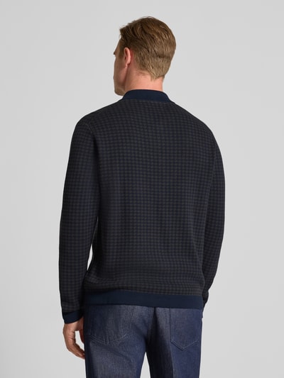 Christian Berg Men Regular fit gebreid jack met platte kraag Marineblauw - 5