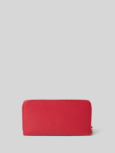 Produktfoto, Portemonnaie in Leder-Optik Modell 'Ryta' von VALENTINO BAGS, kräftiges Rot, fein strukturierte Oberfläche, goldfarbenes Logo-Detail.