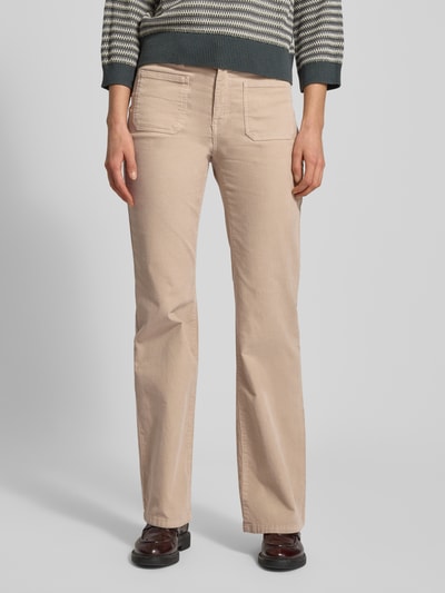 OPUS Flared fit corduroy broek in ribcordlook, model 'Ebbi' Beige - 4
