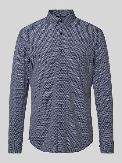 BOSS Slim fit zakelijk overhemd met kentkraag, model 'Hank' Marineblauw - 2