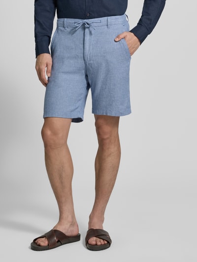 Selected Homme Slim Fit Bermudas aus Baumwoll-Leinen-Mix Modell 'BRODY' Blau Melange 4