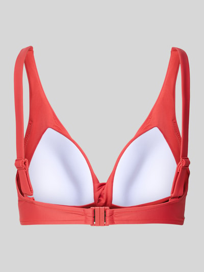 Produktfoto, Bikini-Oberteil mit Knotendetail Modell 'KELLI' von Barts in Korallrot, Material-Mix mit Stretch, V-Ausschnitt, verstellbare Träger