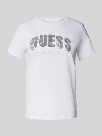 Guess T-Shirt mit Paillettenbesatz Modell 'SEQUINS' Weiss 2