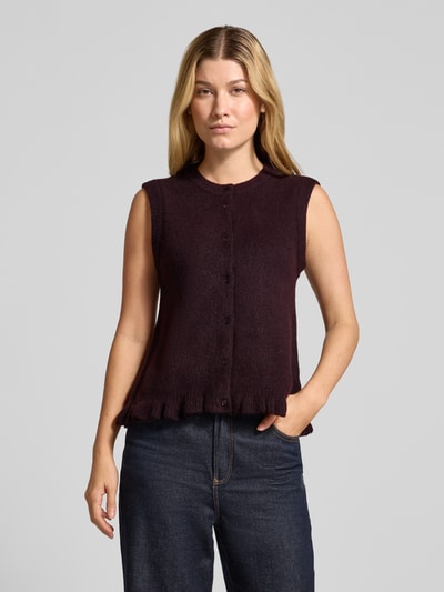 mbyM Strickweste mit Rundhalsausschnitt Modell 'Frilana' Aubergine Melange 4