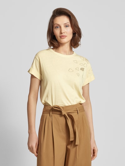 Zadig & Voltaire T-shirt met strass-steentjes, model 'ANYA' Lichtgeel - 4