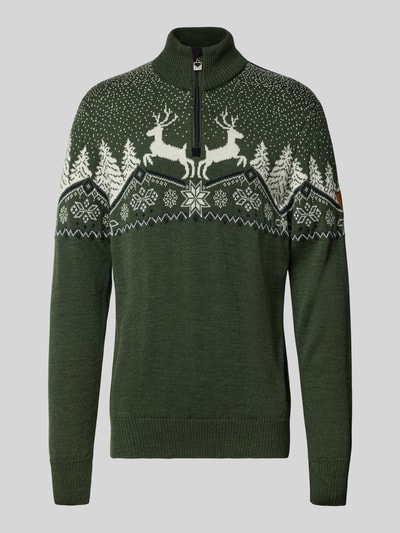 Dale of Norway Wollpullover mit Troyer-Kragen Khaki 2