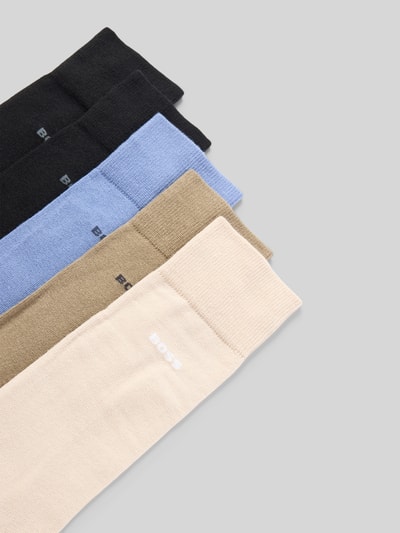 Produktfoto, Socken aus Baumwoll-Mix im 5er-Pack von BOSS w jednolitych kolorach, z elastycznym ściągaczem i logo, delikatna tekstura.