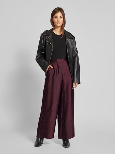 Vero Moda Relaxed Fit Weite Hose aus fließendem Viskose-Mix Modell 'RAQUEL' Bordeaux 1