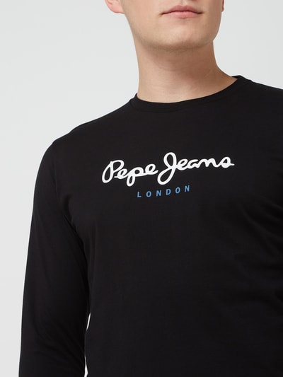 Pepe Jeans Bluzka z długim rękawem o kroju regular fit z logo model ‘Eggo’ Czarny 3