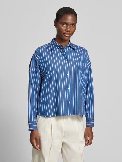 Weekend Max Mara bluzka z długim rękawem o kroju regular fit z czystej bawełny model 'ONORE' Królewski niebieski 4