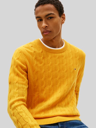 Tommy Hilfiger Regular Fit Pullover aus reiner Schafswolle GELB 3