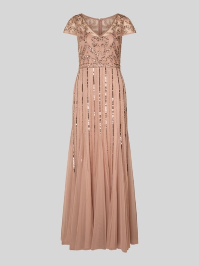 Adrianna Papell Abendkleid mit V-Ausschnitt und Pailletten Altrosa 2