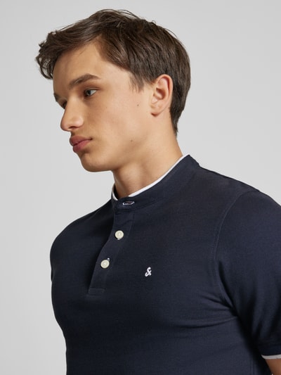 Jack & Jones Poloshirt met labelstitching, model 'PAULOS' Marineblauw - 3