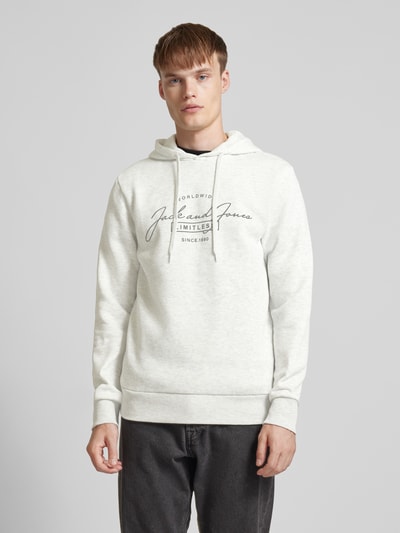 Jack & Jones Hoodie met labelprint, model 'FERRIS' Offwhite gemêleerd - 4