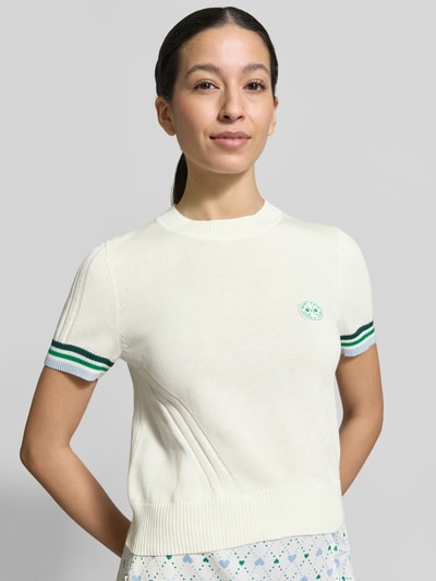 Marc Cain Regular fit T-shirt met wol Offwhite - 3