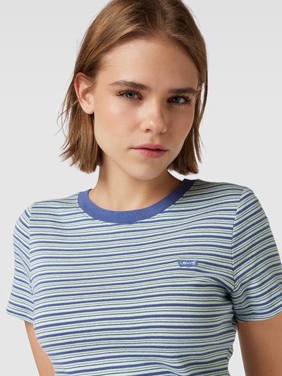 Levi's® T-shirt met labelpatch Rookblauw - 3