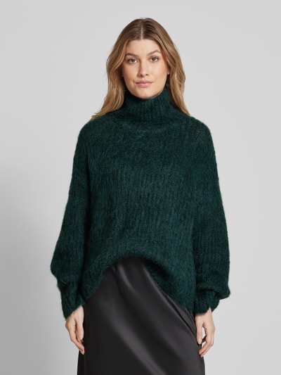 MSCH Copenhagen Gebreide pullover met opstaande kraag, model 'Annalisa' Donkergroen - 4