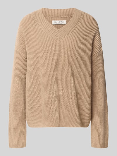 Produktfoto, beigefarbener Loose-Fit Pullover aus Woll-Mix von Marc O'Polo, grob gestrickte Textur, Damen Pullover