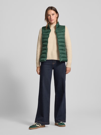 Jake*s Casual Gilet met opstaande kraag en ritszakken Donkergroen - 1