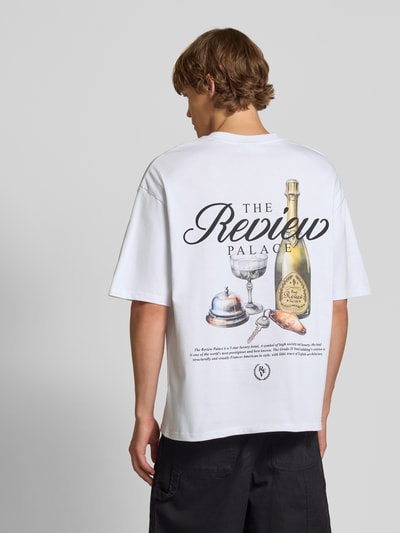 REVIEW Oversized T-Shirt mit Label-Print Weiss 5