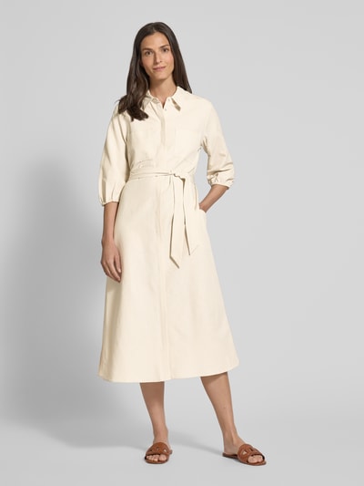comma Regular fit overhemdjurk van viscosemix met linnen Zand - 4