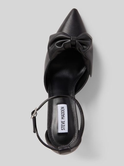 Produktfoto, Pumps mit Zierschleife Modell 'Lorina' von Steve Madden aus schwarzem Leder-Mix, spitze Form, glatte Textur, elegante Details.