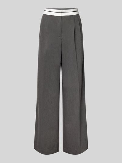 Jake*s Casual Wide leg stoffen broek met bandplooien Donkergrijs - 2