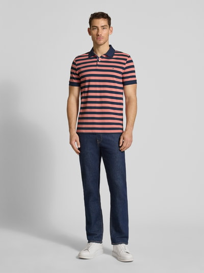 Christian Berg Men modern fit poloshirt met logo-stitching Zalm - 1