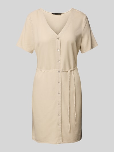 Vero Moda Loose fit mini-jurk van een mix van viscose en linnen, model 'MYMILO' Beige - 2