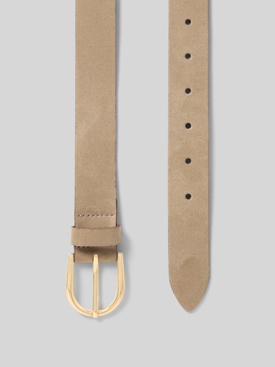 Produktfoto, Ledergürtel mit Dornschließe von Vanzetti aus echtem Leder in Beige, matte Oberfläche, ca. 3 cm breit, goldfarbene Schließe