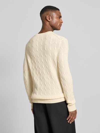 BOSS Regular Fit Strickpullover aus Schurwoll-Kaschmir-Mix Modell 'HETICO' Offwhite 5